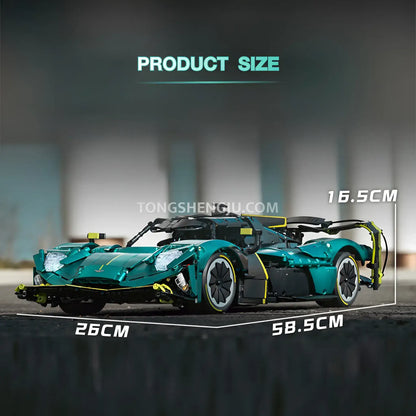 product size of eikee y18006 aston martin valkyrie technic car building blocks set model car