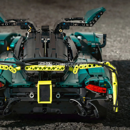 rear view of eikee y18006 aston martin valkyrie technic car building blocks set model car