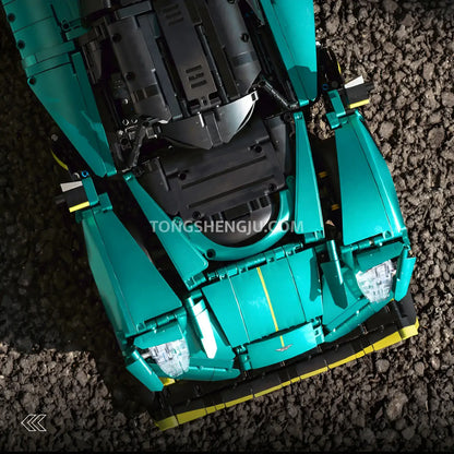 top view of eikee y18006 aston martin valkyrie technic car building blocks set model car
