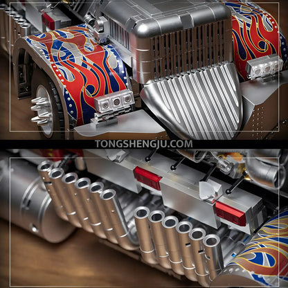 eikee y18066 technic thor24  truck car building set model car front end with exhaust pipes