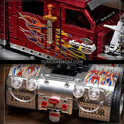 eikee y18066 technic thor24  truck car building set model car stickers with tail lights