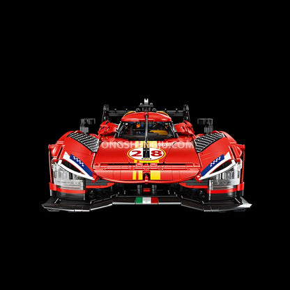 front view of eikee y18080 lemans 499P racing car building blocks set model car