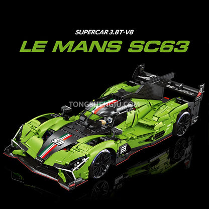 eikee y18081 technic lemans Lambo sc63 racing car building set model car compatible with lego technic series