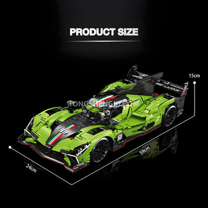 product size of eikee y18081 technic lemans Lambo sc63 racing car building set model car 