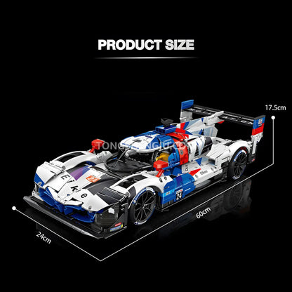 product size of eikee y18082 technic lemans bmw hybrid v8 racing car building set model car