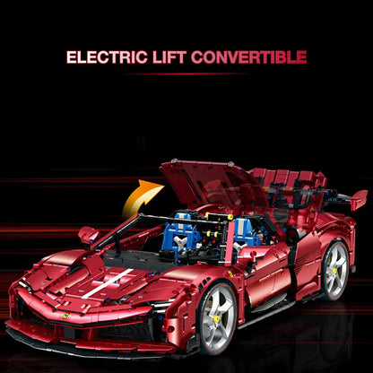 guly 10623 falali sf90 sports car building blocks set model car electric lift convertible