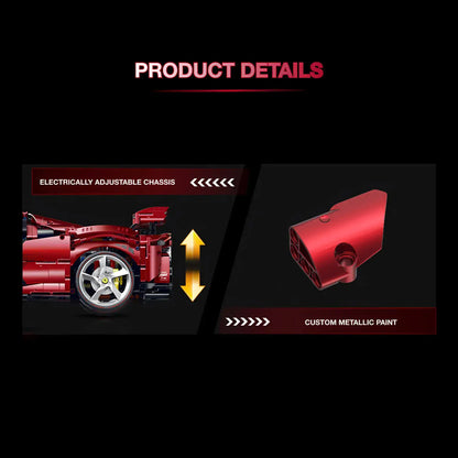 guly 10623 falali sf90 sports car building blocks set model car electrically adjustable chassis and custom metallic paint