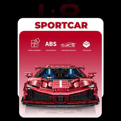 front view of guly 10623 falali sf90 sports car building blocks set model car