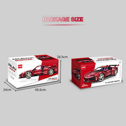 package size of guly 10623 falali sf90 sports car building blocks set model car