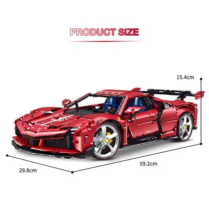 product size of guly 10623 falali sf90 sports car building blocks set model car