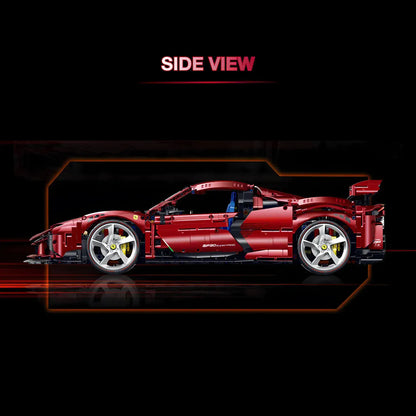 side view of guly 10623 falali sf90 sports car building blocks set model car
