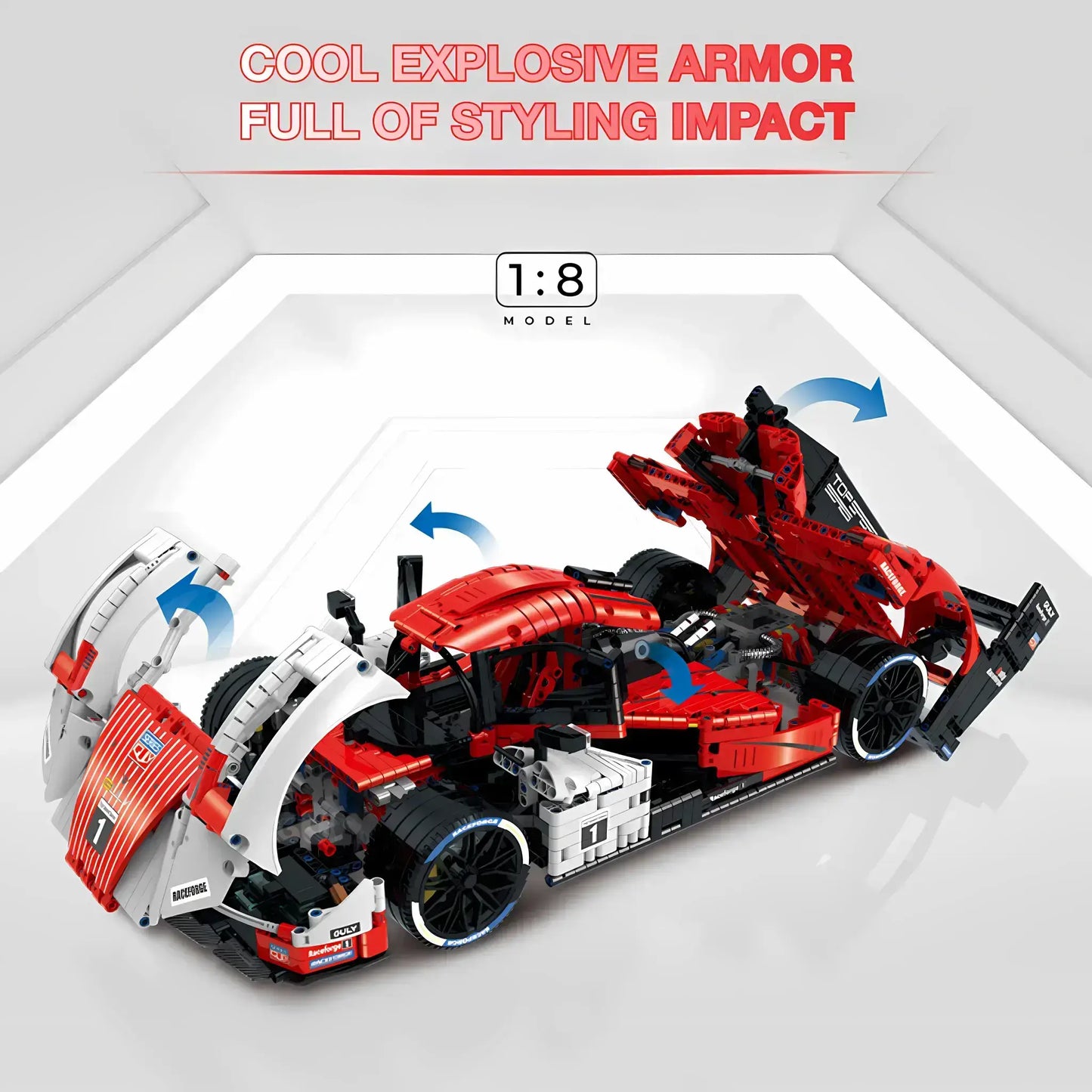 guly 10615 porsche 963 model car building blocks toy cool explosive armor full of styling impact