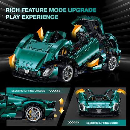 guly 10621 technic alfa romeo 33 stradale sports car building blocks set model car electric lifting chassis and electric lifting doors