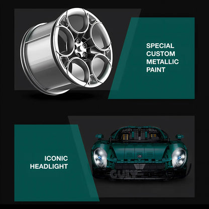 guly 10621 technic alfa romeo 33 stradale sports car building blocks set model car special custom metallic paint and iconic headlight