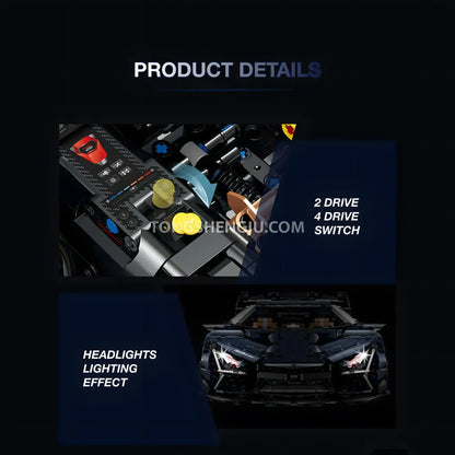 guly 10624 lamborghini aventador svj technic car building blocks set model car headlight lighting effect