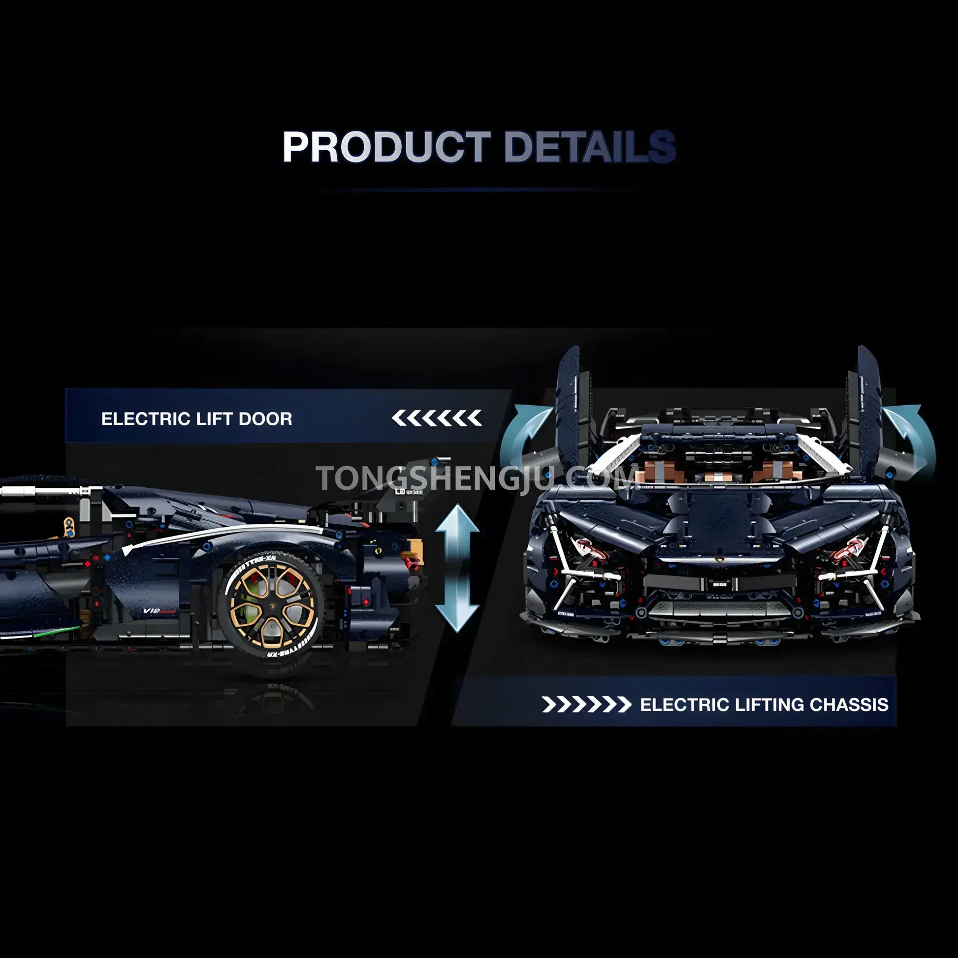 product assembly details of guly 10624 lamborghini aventador svj technic car building blocks set model car