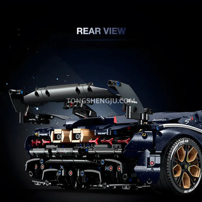 rear view of guly 10624 lamborghini aventador svj technic car building blocks set model car