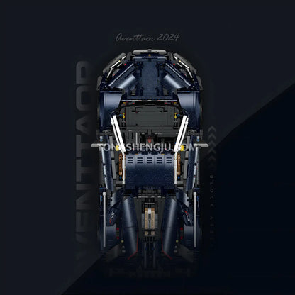 top view of guly 10624 lamborghini aventador svj technic car building blocks set model car