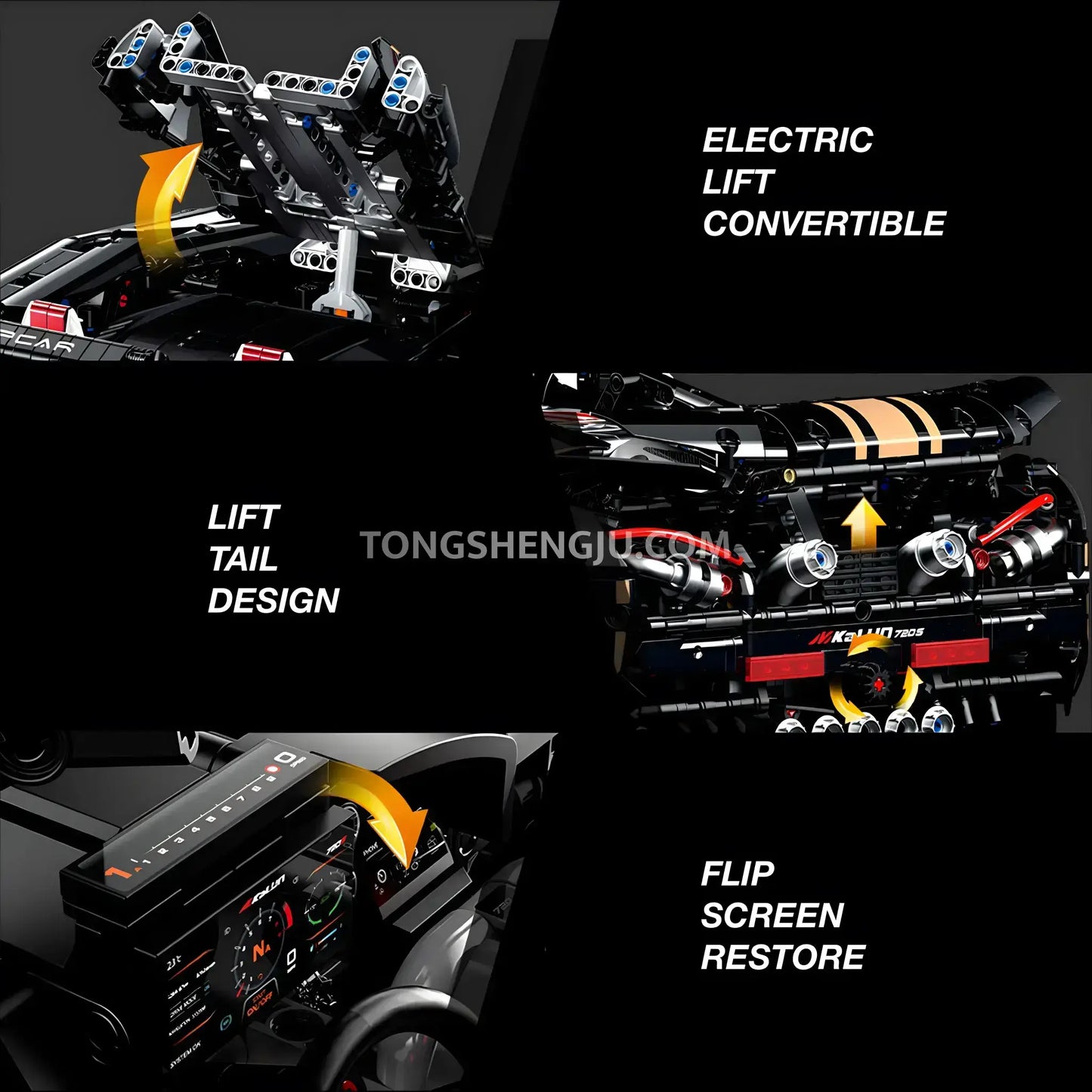 product assembly details of guly 10625 mclaren 720s technic car building blocks set model car