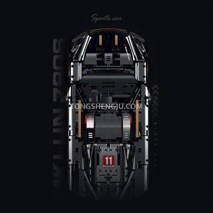 top view of guly 10625 technic mclaren 720s sports car building blocks set model car