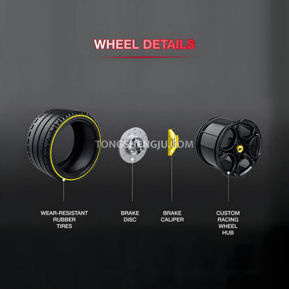 guly 10627 technic series ferrari 296 sports car building blocks set model car wheel details