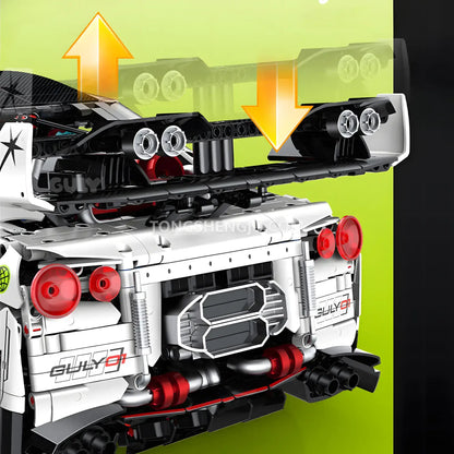 guly 10630 nissan gtr technic sports car building blocks set model car adjustable rear spoiler