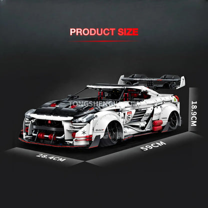 product size of guly 10630 nissan gtr technic sports car building blocks set model car