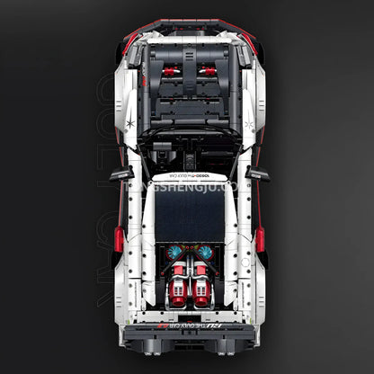 top view of guly 10630 nissan gtr technic sports car building blocks set model car