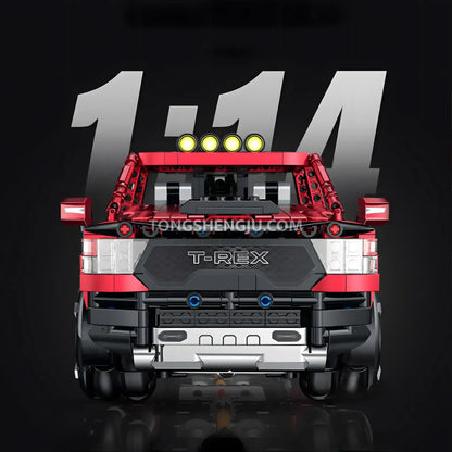 front view of guly 10633 dodge t-rex pickup truck car building blocks set model car 