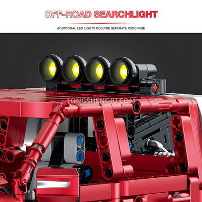 guly 10633 dodge t-rex pickup truck car building blocks set model car  off road searchlight