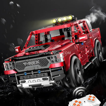 guly 10633 dodge t-rex pickup truck car building blocks set model car raceforge top speed series compatible with lego technic series