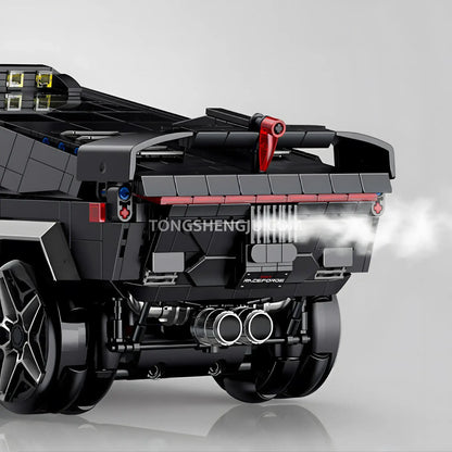 guly 10634 technic tesla cybertruck pickup truck car building set model car  simulated steam atomization system