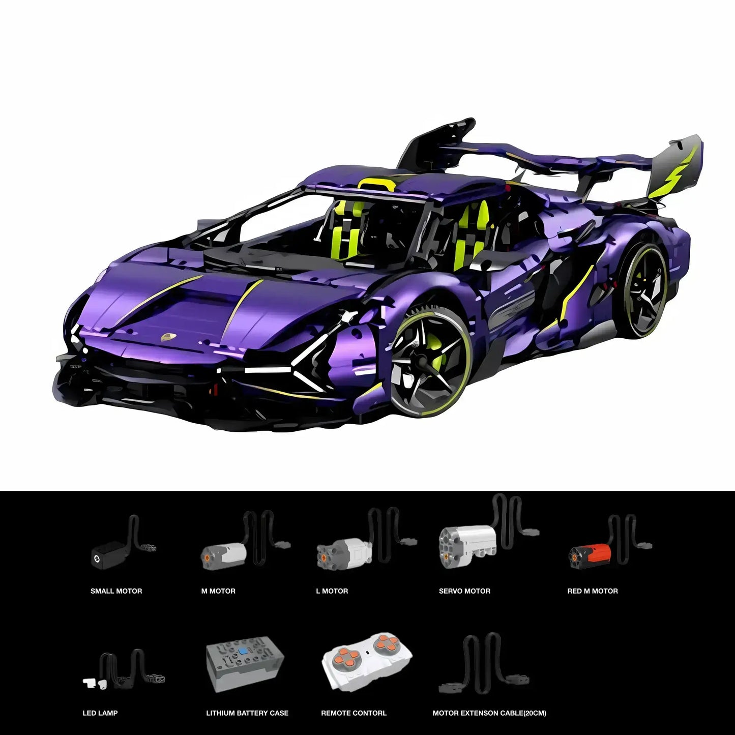 dynamic version of 1:8 guly 10635 lamborghini sian fkp37 model car building blocks toy