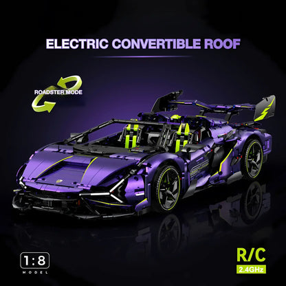 1:8 guly 10635 technic lamborghini sian fkp37 super car building blocks set model car electric convertible roof