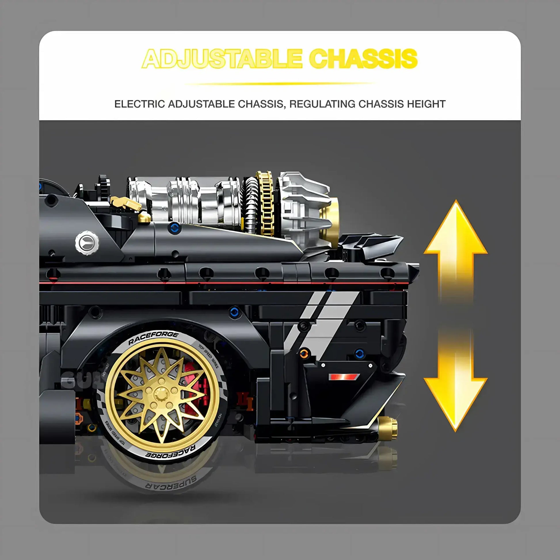 guly 10637 dodge challenger model car building blocks toy adjustable chassis