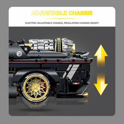 guly 10637 dodge challenger sports car building blocks set modal car adjustable chassis