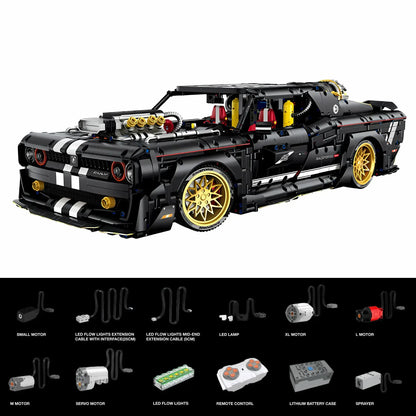 dynamic version of guly 10637 dodge challenger sports car building blocks set modal car