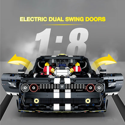 guly 10637 dodge challenger sports car building blocks set modal car electric dual swing doors