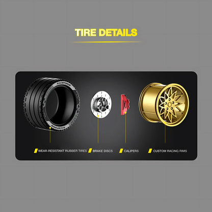 tire details of guly 10637 dodge challenger sports car building blocks set modal car
