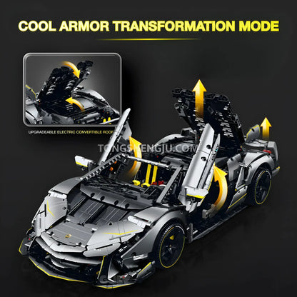 guly 10638 lambo one off sports car building blocks set model car cool armor transformation mode