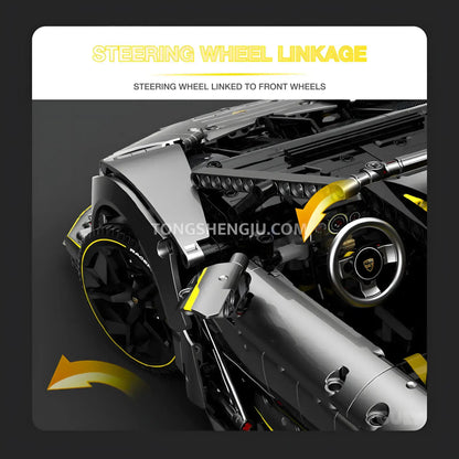 guly 10638 lambo one off sports car building blocks set model car steering wheel linkage