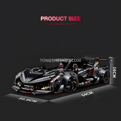 product size of guly 10639 lamborghini veneno technic car building blocks set model car