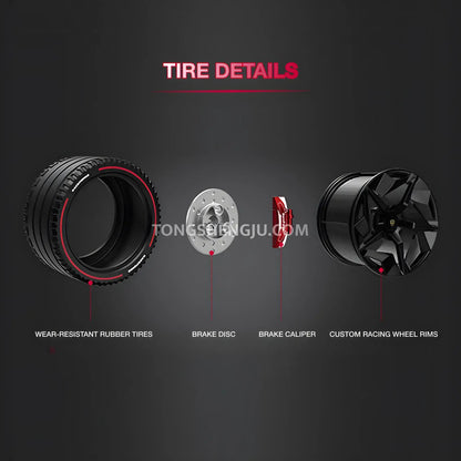 tire details of guly 10639 lamborghini veneno technic car building blocks set model car