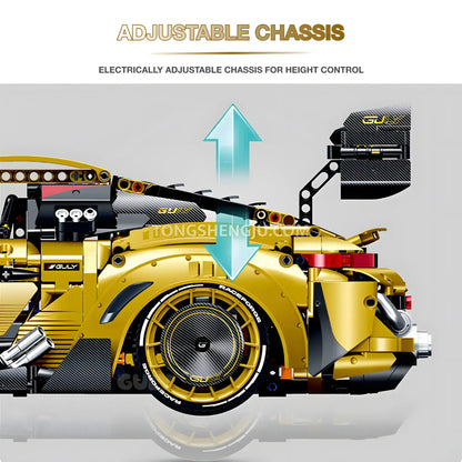 guly 10640 porsche gt3 technic car building blocks set model car adjustable chassis