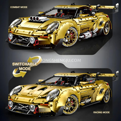 guly 10640 porsche gt3 technic car building blocks set model car combat and racing mode