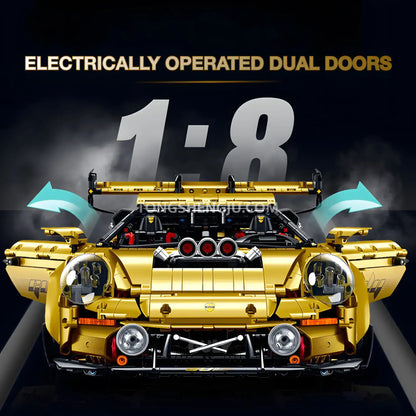 guly 10640 porsche gt3 technic car building blocks set model car electric operated dual doors