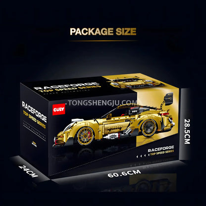 package size of guly 10640 porsche gt3 technic car building blocks set model car