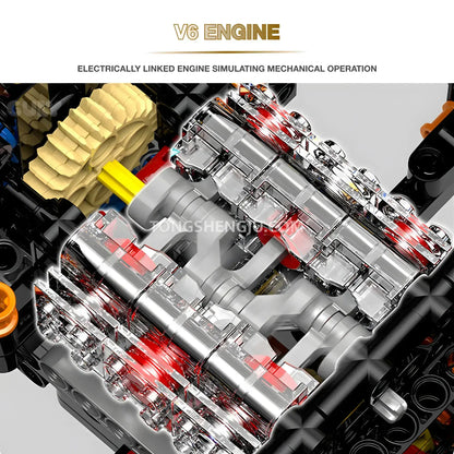 guly 10640 porsche gt3 technic car building blocks set model car v6 engine