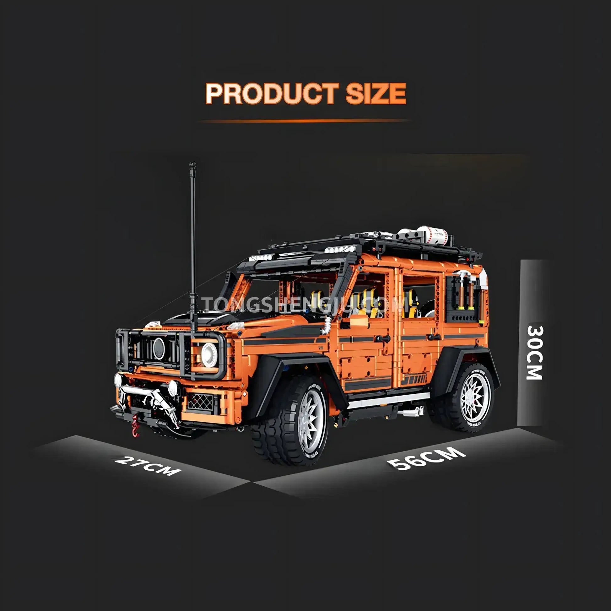 product size of guly 10642 mercedes amg g63 technic car building blocks set model car