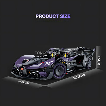 product size of guly 10643 technic bugatti bolide sports car building blocks set model car